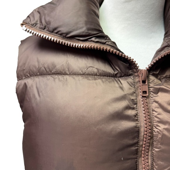 Brown Quilted Puffer Vest M Cocoa Neutral Quiet Luxury Minimalist Capsule - Picture 11 of 14